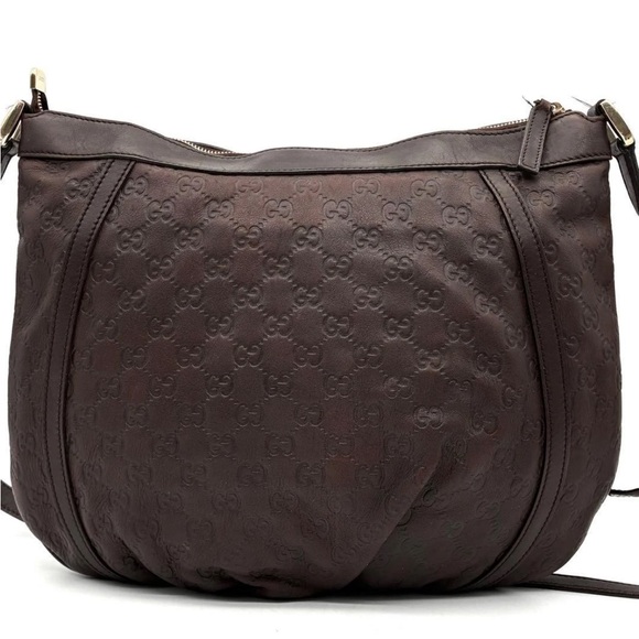 Gucci Dark Brown Embossed Shoulder Bag - Picture 3 of 11